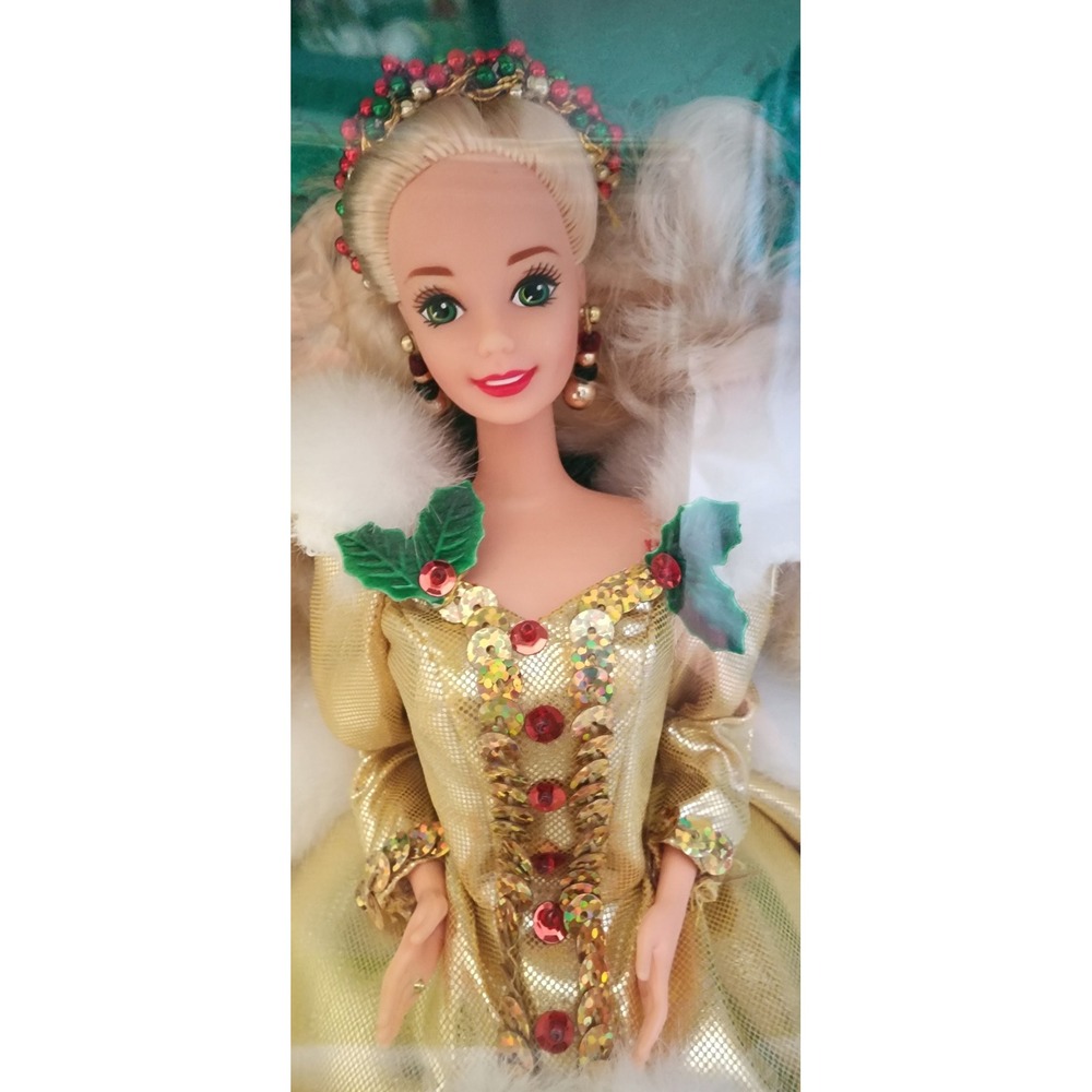 Mattel Happy Holidays Barbie 1994 Doll Gold White Special Edition New 12155 - Picture 6 of 14